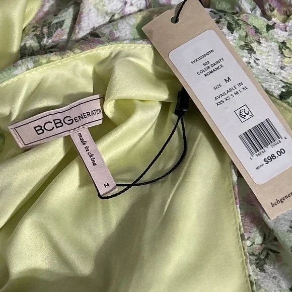 Floral Mini Dress M Cottagecore Boho Fairycore Ruffles V-neck Smocked BCBG NWT - Picture 6 of 7